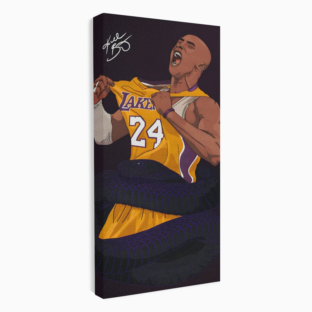 Tablou canvas cu ilustratie digitala portret kobe bryant, fara rama, pe sasiu de lemn